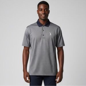 Greg Norman Collection Men's Polo - Black and White Stripes